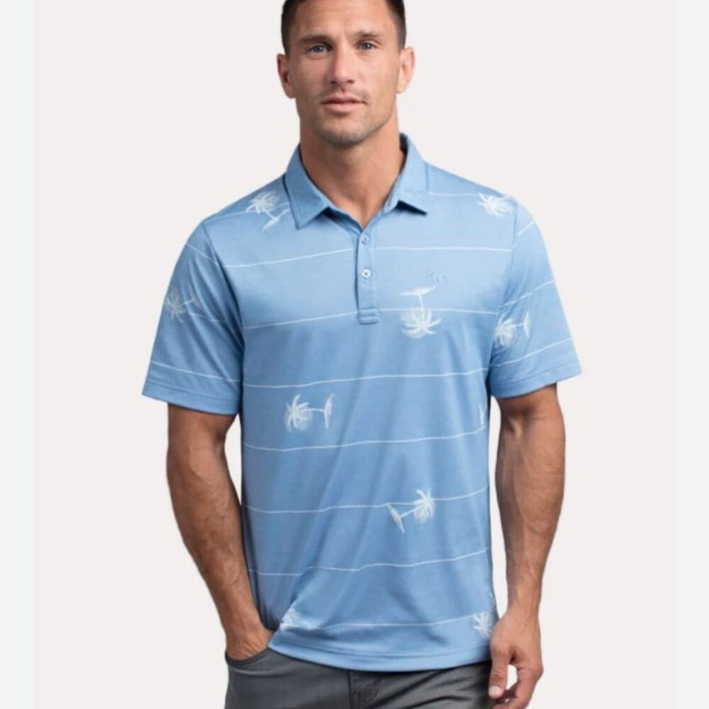 Travis Mathew Men’s | Pima Cotton Blend "Baumen Around" Golf Polo Blue Palm | XL